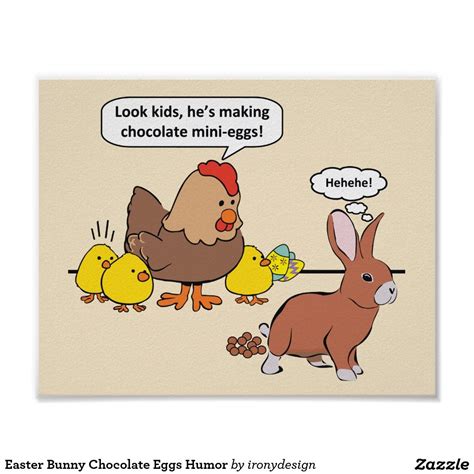 Easter Bunny Chocolate Eggs Humor Poster | Zazzle | Easter humor, Funny ...