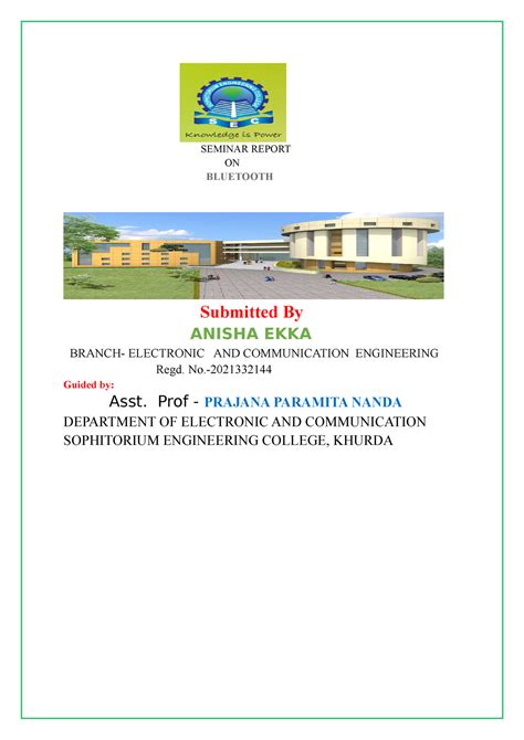 Anisha EKKA Seminar Report - SEMINAR REPORT ON BLUETOOTH Submitted By ...