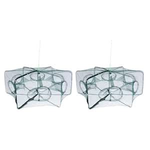 Buy 2 Foldable Crab Net Cast Dip Cage Fish Prawn Shrimp Net 6 Holes ...