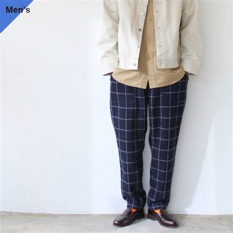 weac. 柄ウールイージーベーカーパンツ EASY FATIGUE PANTS (Check Navy) | C.COUNTLY ...