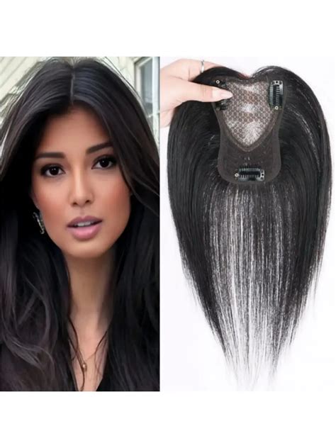 Heart Shape Human Hair Silks Base Hair Toppers for Women, Thinning Hair ...