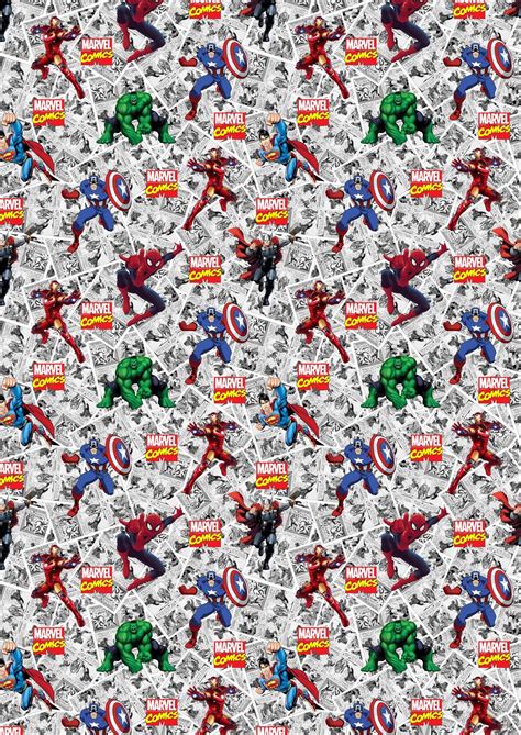 MARVEL AVENGERS Birthday Wrapping Paper - Marvel Super Heroes ...