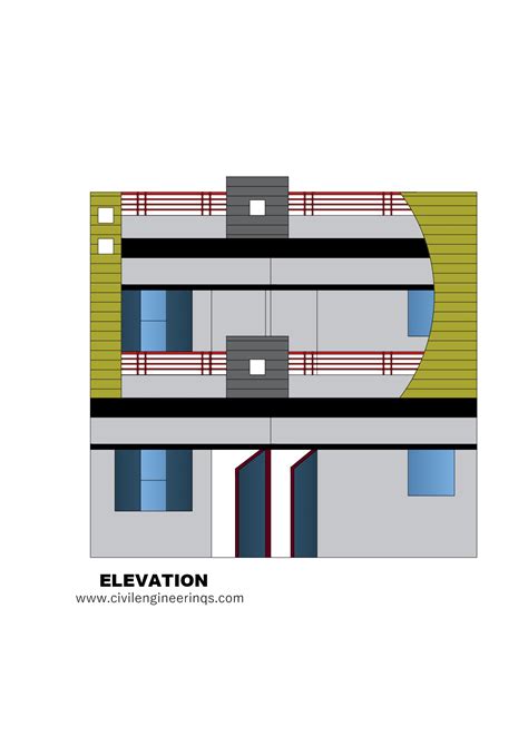 25 X 50 AutoCAD Floor Plan with Elevation - 1 - Civil Engineering QS