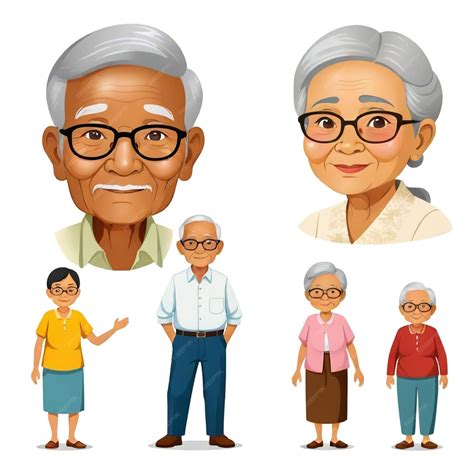 Premium Vector | Filipino Grandpa and Grandma vector set white ...