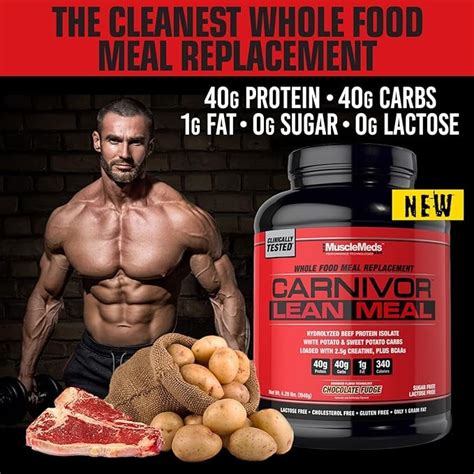 MuscleMeds CARNIVOR LEAN MEAL whole food meal replacement shake, MRE ...