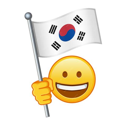 Premium Vector | Emoji with south korea flag large size of yellow emoji ...