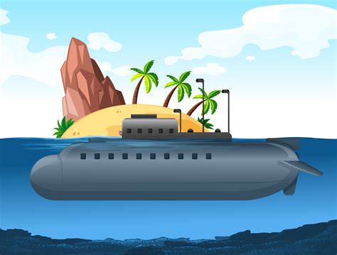 Submarine under an island 669056 Vector Art at Vecteezy