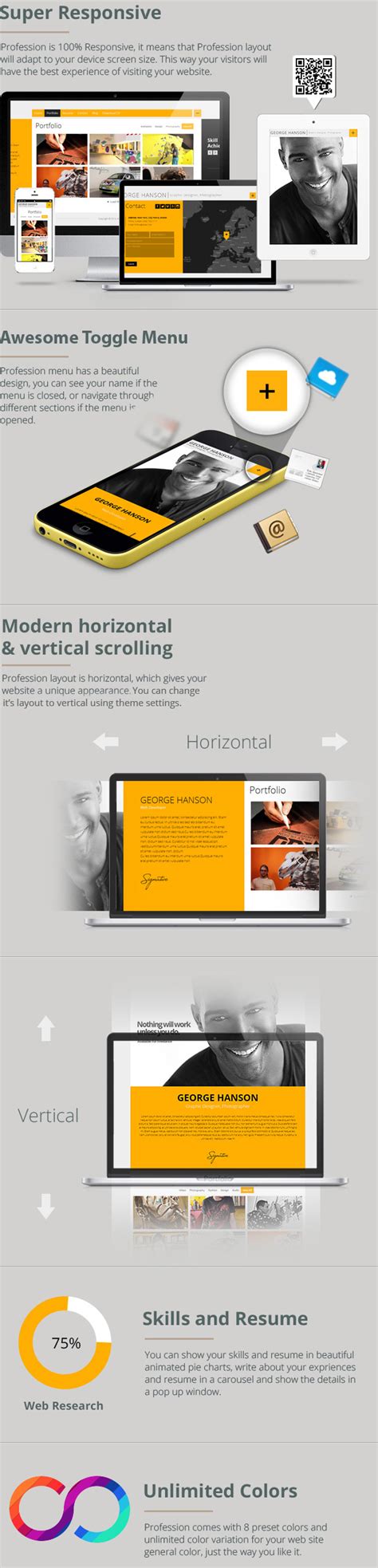 profession themeforest one page cv responsive wp theme