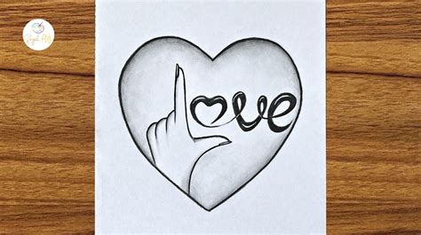 Cute heart with love drawing || Easy drawing ideas for beginners ...