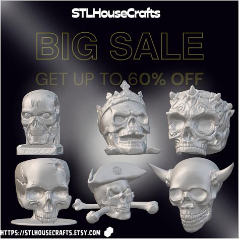 25 Different Skull Bundle Stl File High Detailed Skull for 3D Printing ...