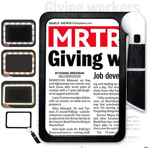 5X Magnifying Glass for Reading, Full-Page Large Rectangle Lighted ...