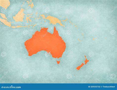 Map Of Australasia - Australia And New Zealand Stock Photo ...