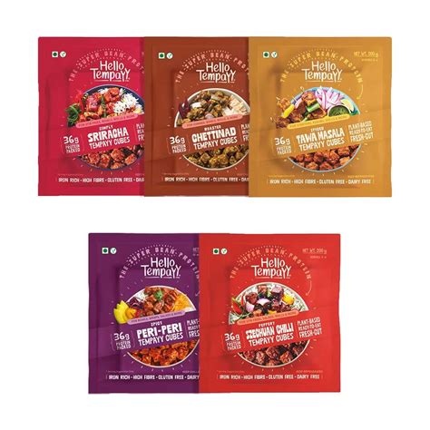 Hello Tempayy Flavour Blast | Pack of 5 Marinated Tempeh (200g Each ...