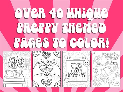 Preppy Coloring Pages, Preppy Coloring Book, Printable, Easy, Aesthetic ...