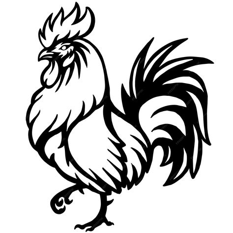 Premium Vector | Silhouette of a bold rooster in black and white