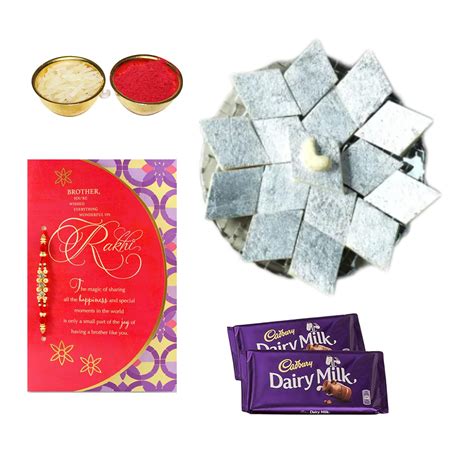 Bigwishbox Rakhi Gifts | Kaju Katli Mithai 400g | 01 Bead Rakhi Card ...