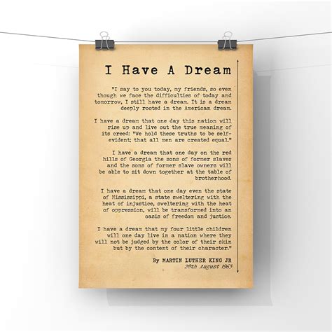 I Have A Dream Quote Speech by Martin Luther King Poster - Etsy