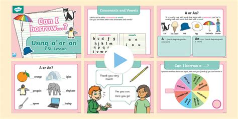 Can I borrow…? Using 'a' or 'an' - ESL Lesson - Twinkl