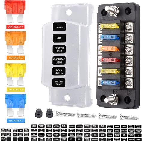 Buy 6 Way 12V Fuse Box Blade, 12Volt Fuse Block Without LED Indicator ...