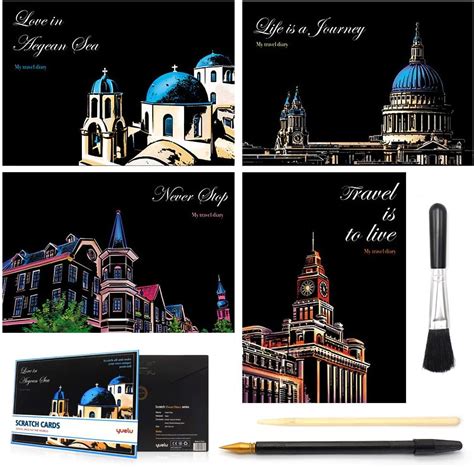 Buy Scratch&Sketch Art PaperA4 for Kids&Adults, Rainbow Painting Night ...