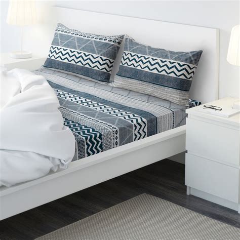 PROVINSROS flat sheet and 2 pillowcase, white/blue, 240x260/50x80 cm ...