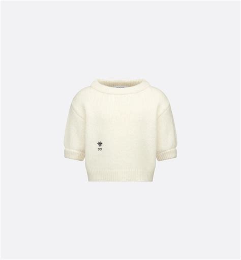 Kids' Short-Sleeved Sweater Ivory Alpaca and Wool-Blend Knit | DIOR