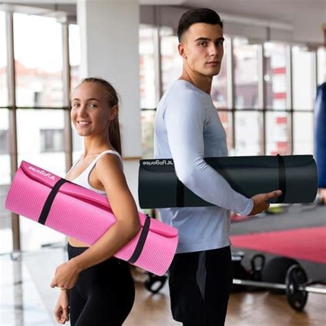 Yogarise 13mm NBR Yoga Mat with Sleek 2-in-1 Yoga Strap for Men and ...