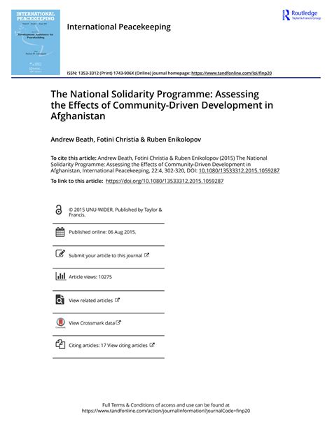 SOLUTION: The national solidarity programme assessing the effects of ...