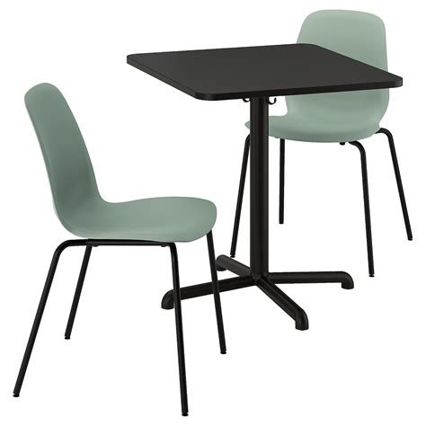 STENSELE / LIDÅS table and 2 chairs, anthracite anthracite/green black ...