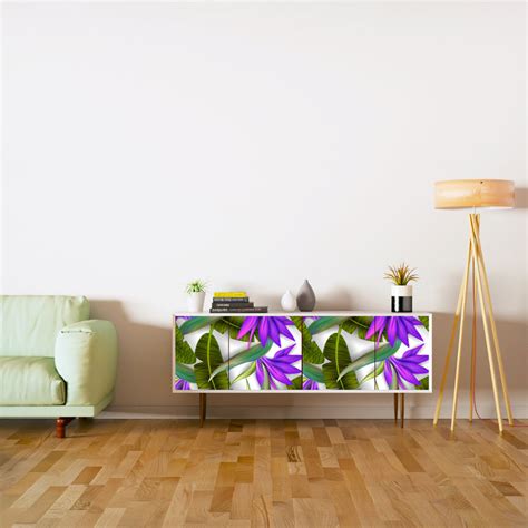 Purple Flowers Floral Self Adhesive Sticker For Cabinet – Myindianthings