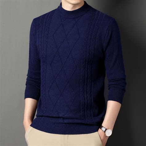 Cable Knit Mock Neck Sweater // Royal Blue (M) - Celino Crewneck ...