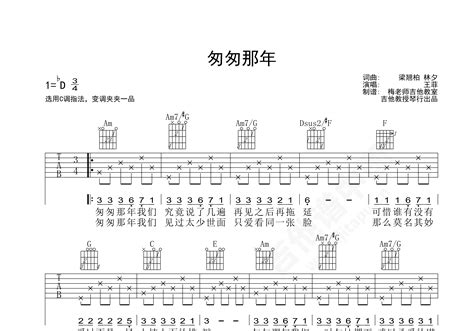 匆匆那年吉他谱 王菲 C调弹唱谱 附视频演示-吉他谱中国