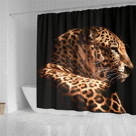 Leopard Print Shower Curtain - Safari Bathroom Decor - Bluefink