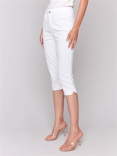 Women's Capri Twill Pants | White | Charlie B