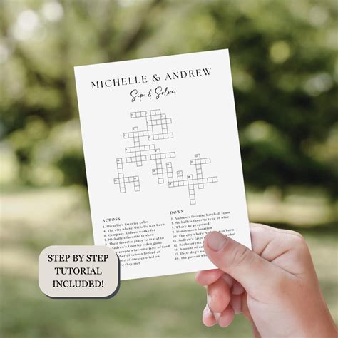 Custom Wedding Crossword Puzzle Template, Personalized Sip and Solve ...