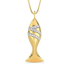 Joyalukkas 18k (750) Yellow Gold and Diamond Pendant for Girls : Amazon ...