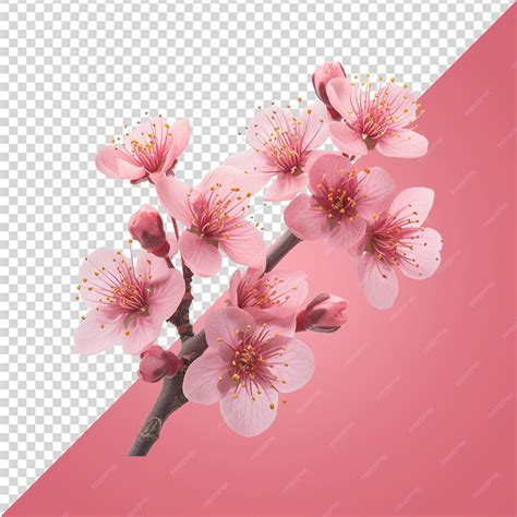 Premium PSD | Beautiful pink color sakura flowers on transparent background