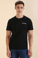 Buy Men Black Solid Crew Neck T-shirt Online - 39831381 | Allen Solly