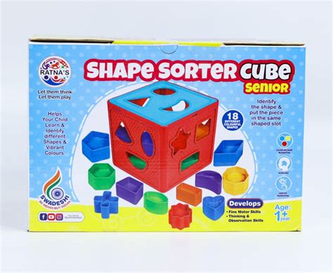 Shape Sorter Cube Senior with 18 Shapes and Different Colors Kids Acti ...