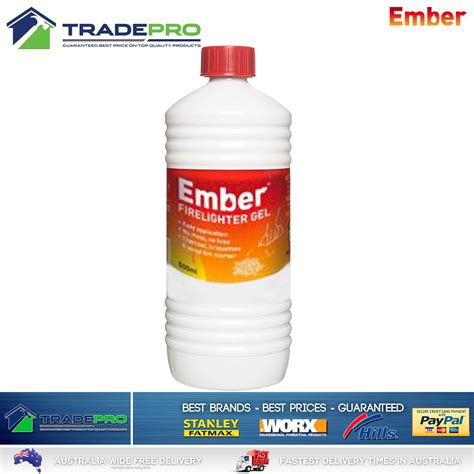 Ember Firelighter Fire Starter Gel 500ml Safe Charcoal BBQ Swiss Liqui ...