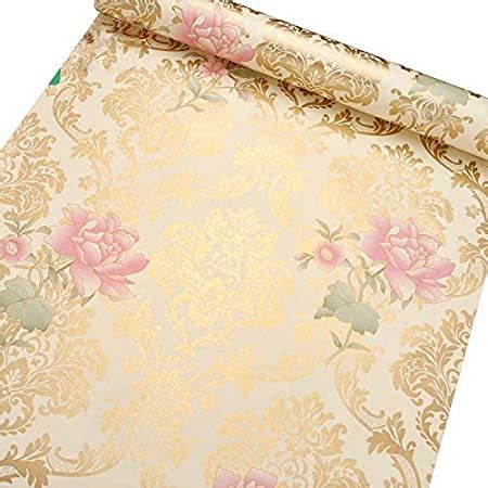 SASTHRA DECORS™ Majestic Golden Damask & Pink Floral SELF Sticking ...