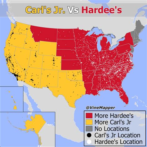 America's Real East-West Divide: Hardee's vs Carl's Jr - Brilliant Maps