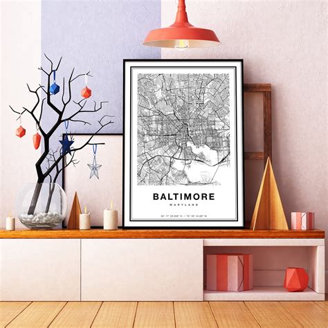 Baltimore Map, Baltimore City Map, Baltimore Print, Baltimore Poster ...