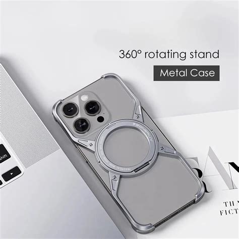 iPhone 16 Pro Max Metal Alloy X Shape Bumper Case with Magsafe & Rotat ...