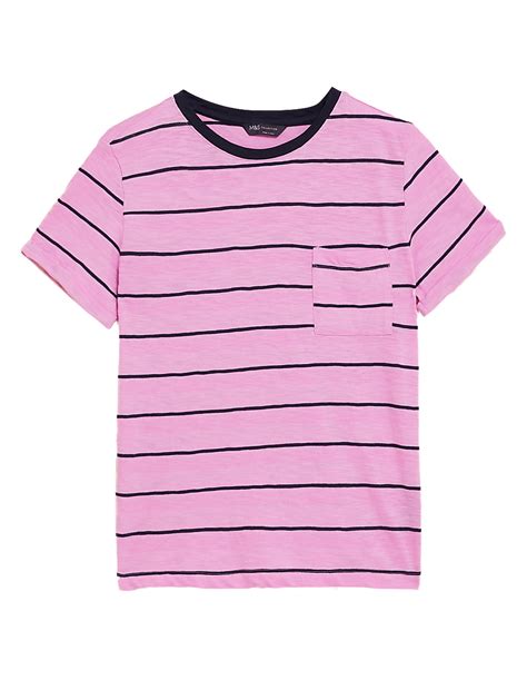 Buy Pure Cotton Striped Crew Neck T-Shirt at Marks & Spencer