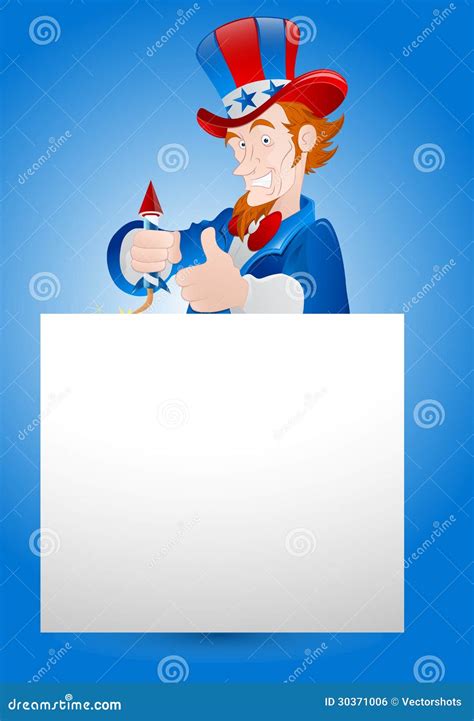 Illustration of Uncle Sam with Paper Banner Stock Illustration - Illustration of national, frame ...