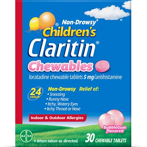 Claritin Kids Allergy Relief, 24hr Non-Drowsy, Bubblegum Flavored ...