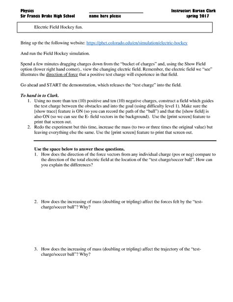 Electric field hockey - Physics ...