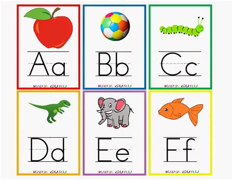 Kindergarten Worksheets: Printable Alphabet Flash Cards