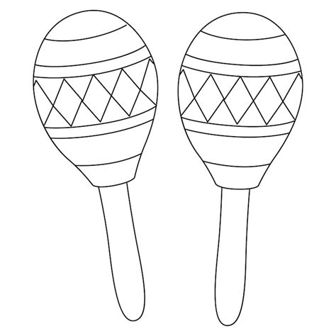 Mardi gras maracas isolated coloring page | Premium Vector